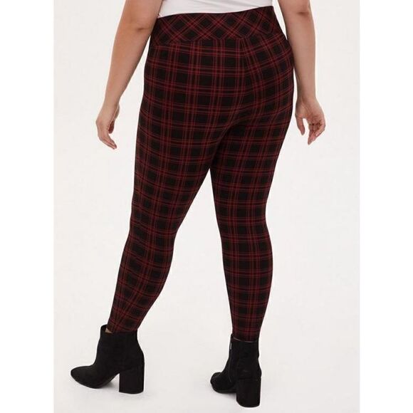 Torrid Pixie Skinny plaid size 4 Luxe Ponte High-Rise Pant red black - Picture 3 of 10